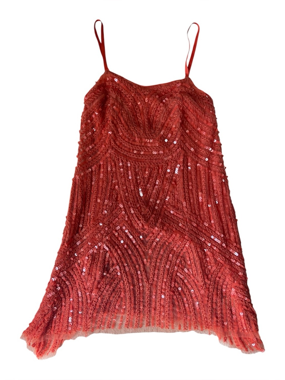 Free People Coral Sequined Mini Dress Womens 0
